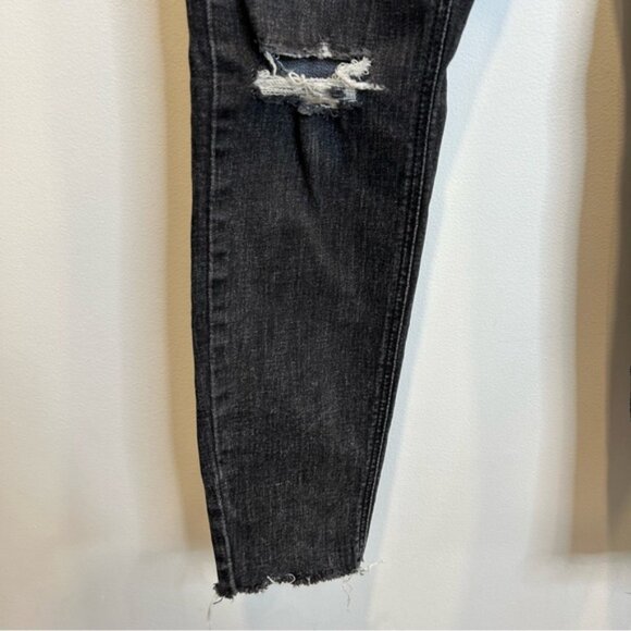 Old Navy High-Waisted Rockstar Super-Skinny Gray Ripped Ankle Jeans BlackBerry - Picture 3 of 7